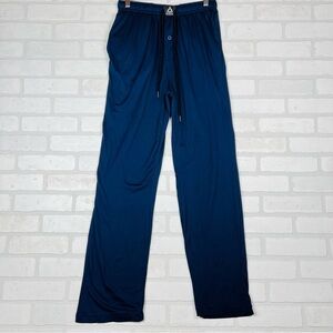 Reebok Mens Navy Blue Lounge Pajama Pants Elastic Waist Drawstring Pocket Small